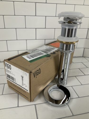 VIGO Vessel Bathroom Sink Pop-Up Drain and Mounting Ring in Chrome VG07000CH (6922805084343)